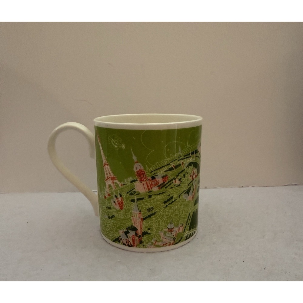 Roy Kirkham Paris Fine Bone China Mug ArtyGlobe Hartwig Braun Green Cityscape